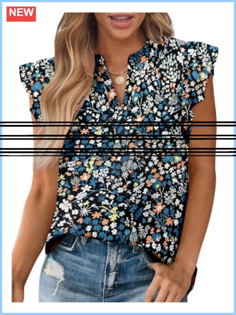 Womens V Neck Ruffle Sleeve Floral Blouse Boho Dressy Casual Top